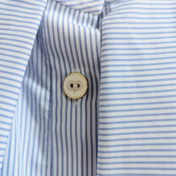 CAROLINE CONSTAS Like New Adrie Striped Ruffle Blouse L Blue White Sleeveless - Picture 10 of 14